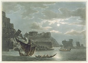 叙利亚托尔托萨岛，来自&39;奥斯曼统治时期的观点&39;，1810年（彩色aquatint） 作者 路易吉·梅耶（Luigi Mayer）